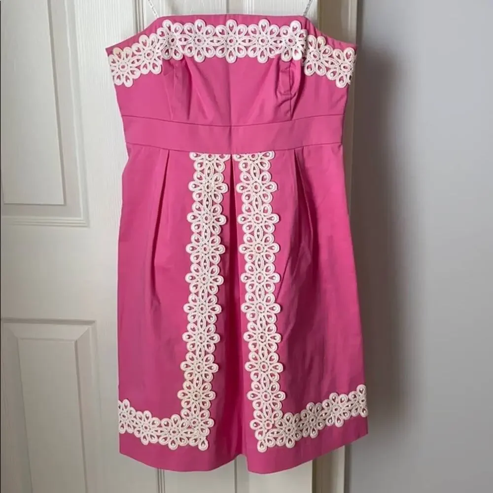 Lilly Pulitzer Betsy Dress Empire Waist Pink White Rare